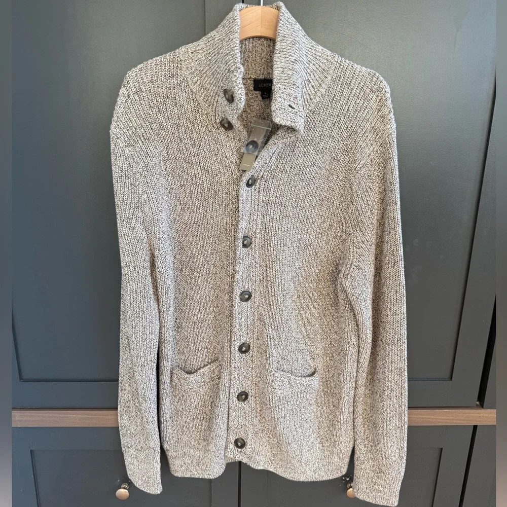 J. Crew Button Up Brown Tan Knot Sweater L • NWT